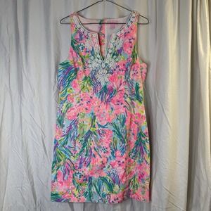 Lilly Pulitzer Size 10 Floral Gabby Shift Dress Stretch Fan Sea Pants Multicolor